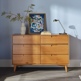 Mid-Century Solid Wood 6-Drawer Dresser