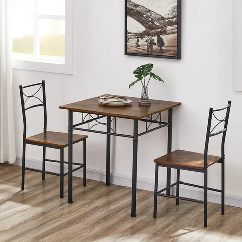 3 Piece Small Square Dining Table Set for Kitchen