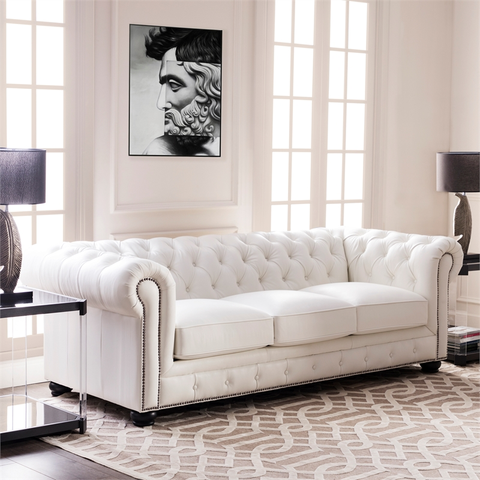 Brookfield Leather Chesterfield Sofa In White