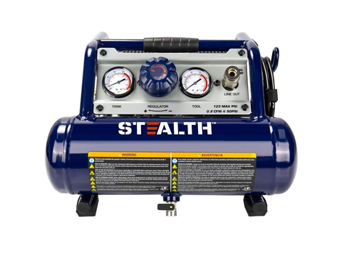 Stealth Ultra Quiet 1 Gallon ½ HP Max 125 PSI 0.8 CFM@90PSI, Oil-Free Light Weight Portable Air Compressor Air Tools, SAUQ-1105