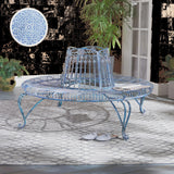 SAFAVIEH Ally Darling Outdoor Wrought Iron Tree Bench, Antique Blue