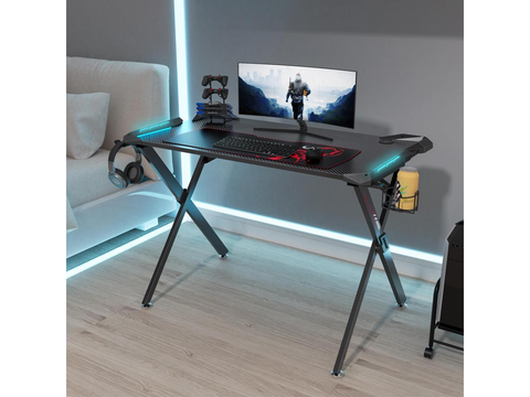 EUREKA ERGONOMIC Gaming Desk with RGB LED Lights, 45 inch Gaming Computer Desk PC Gaming Table Desk