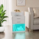 Nightstands Set of 2 with LED and Charging Station