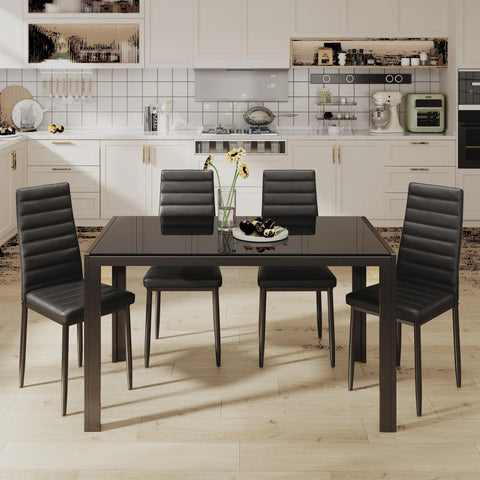 5 Piece Dining Table Sets For 4, Glass Kitchen Table