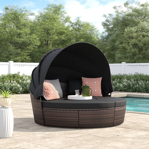 Alleshia 75.5'' Wicker Outdoor Patio Daybed with Sunbrella® Cushions