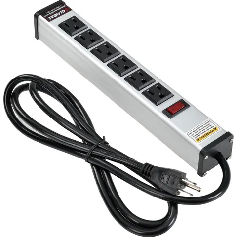 Power Strip, 6 Outlets, 15A, 6' Cord