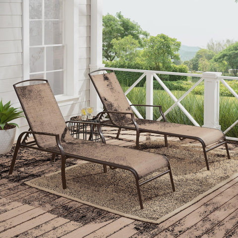 Mainstays Sand Dune Reclining Steel Outdoor Chaise Lounge - Set of 2, Tan