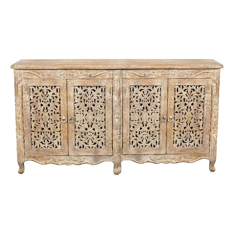 Carter Solid Wood 4 Door Sideboard in Antique White