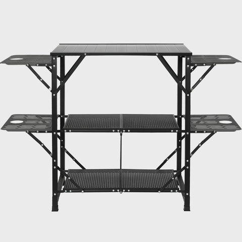 SKYSHALO Folding Portable Cook Station 5 Tables & 2 Shelves Camping Kitchen Table