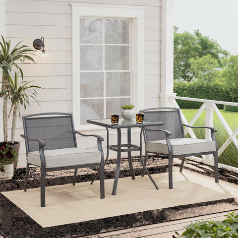 Mainstays Alexandra Square 3-Piece Outdoor Patio Bistro Set, Gray