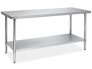 Economy Stainless Steel Worktable with Bottom Shelf - 72 x 30"