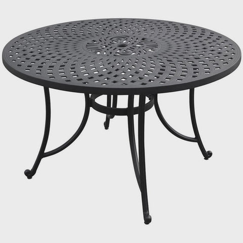 Taditional 46" Round Metal Patio Dining Table in Charcoal Black