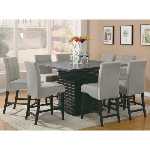 9-Piece Contemporary Wood Dining Set in Black and Gray