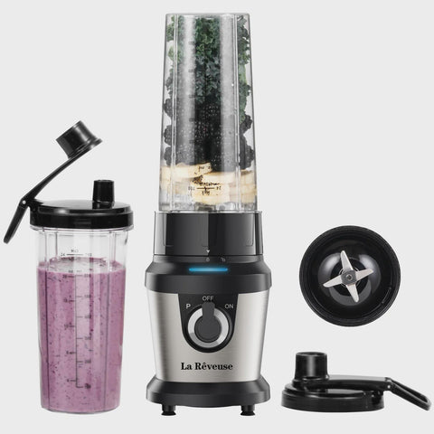 La Reveuse Blender for Shakes and Smoothies,400W, with 2 x 24 Oz Blending Cups and To Go Lids,BPA-free