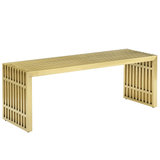 Modway Gridiron 17" x 60" Modern Stainless Steel Bench in Gold Finish