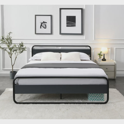 Queen Size Metal Bed Frame with Headboard and Footboard