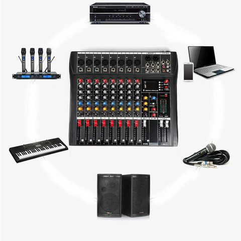 8 Channel Mixer Bluetooth Live Studio Audio