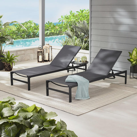 Mainstays Dashwood Outdoor Sling Chaise Lounger 2-Pack, Black