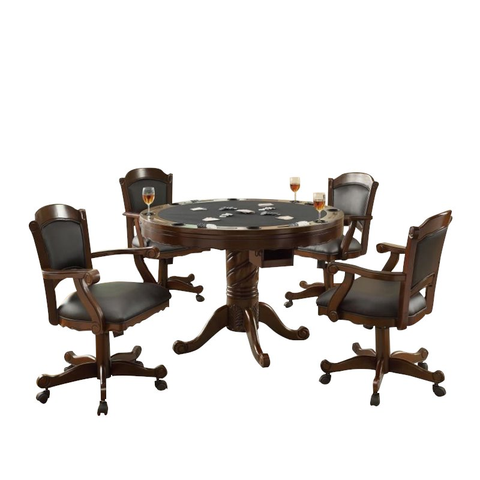 Coaster Turk 5-piece Wood Game Table Set in Tobacco and Black