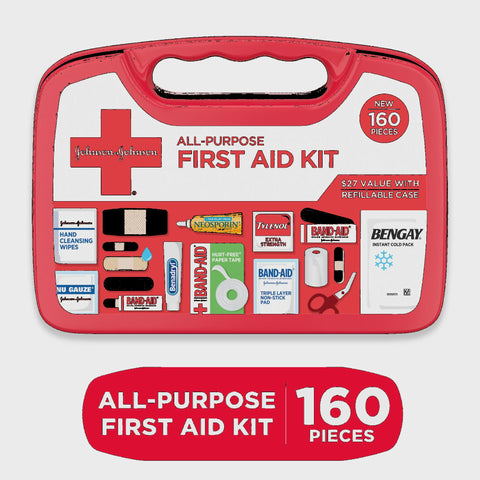 Johnson & Johnson All-Purpose Portable Compact First Aid Kit, 160 pc