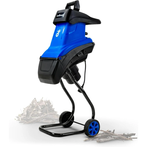 Landworks Wood Chipper Shredder Electric 17:1 Reduction 15-Amp 1800 Watts - BLUE