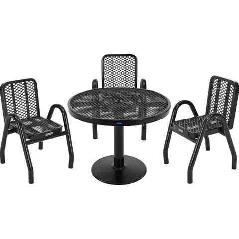 Outdoor Dining Set, 36" Round x 29"H Table & 4 Chairs, Black