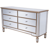 Contempo 6 Drawer Contemporary Mirrored Dresser