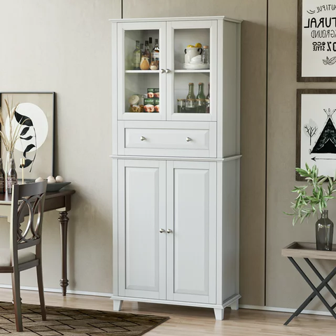 Tall Kitchen Pantry with 2 Glass Doors