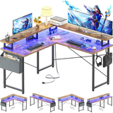 L Shaped Desk with Monitor Stand, 47''