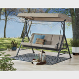 Belden Park 3 Person Convertible Daybed Outdoor Steel Porch Swing with Canopy