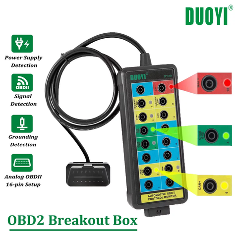 OBD2 Breakout Box 16-Pin OBDII Protocol Diagnostic Detector Line Tester Car CAN Scanner Code