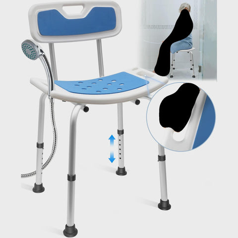 RELOIVE Bath Chair and Shower Chair with Back and Padded Armrests