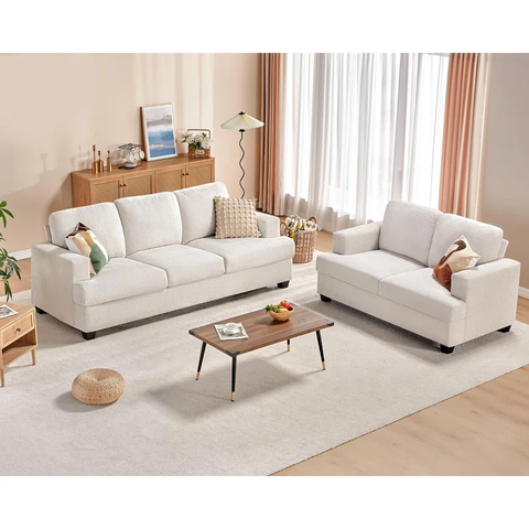 Berlinde 2 - Piece Living Room Set Beige Chenille