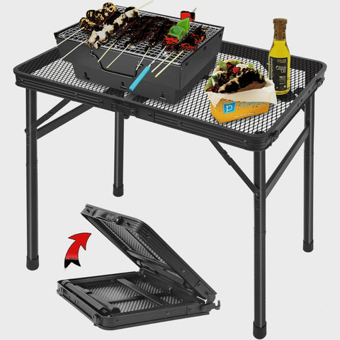 Grovind Folding Grill Table Camping Table with Mesh Desktop