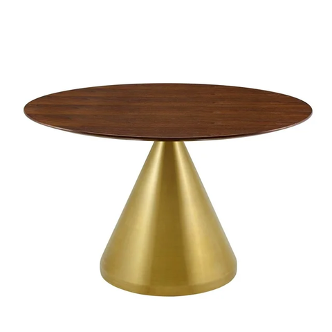 Dining Table, Round, Wood, Metal Steel