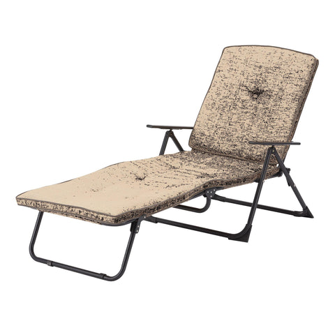 Mainstays Sand Dune Foldable Steel Outdoor Chaise Lounge, Beige/Black