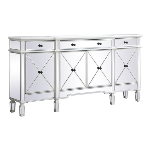 Contempo 72" MDF and Metal Mirrored Credenza in Antique White