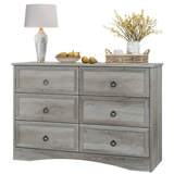 6 Drawer Double Dresser, Modern Wood Horizontal Cabinet Dresser Chest