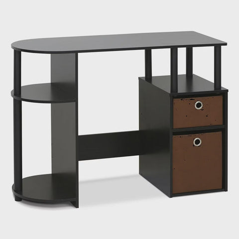 15111 Jaya Simplistic Computer Study Desk With Bin Drawers, Espresso