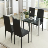 Kitchen Table Set, 5 Pieces Dining Table Set, Tempered Glass Dining Table and Chairs