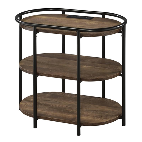 Preton Rustic Metal Side Table with USB in Matte Black