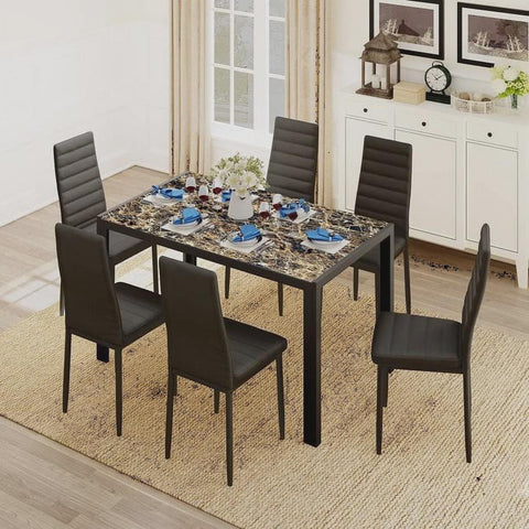 Aiho Rectanglar Kitchen Dining Table Set for 6 for Dining Room