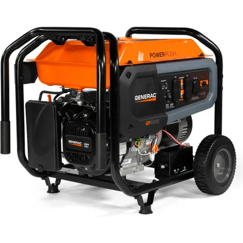 Generac® Portable Generator W/ Electric/Recoil Start, Gasoline, 8000 Rated Watts