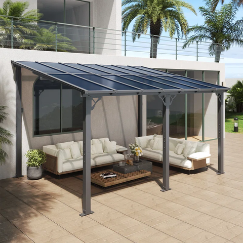 14 Ft. W X 10 Ft. D Metal Pergola With Canopy