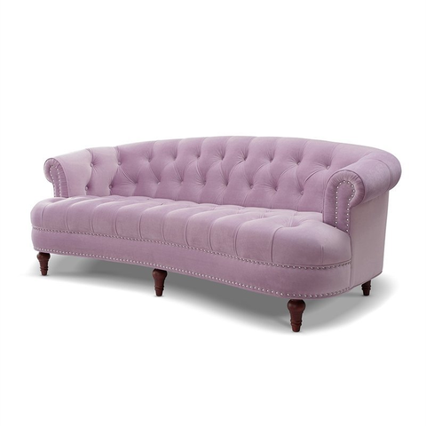 Contemporary 84" Tufted Hardwood Sofa in Lavender