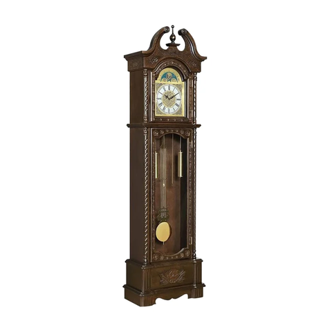 Solid Wood Traditional Grandfather Clock in Golden Brown