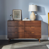 Mid-Century Solid Wood 6-Drawer Dresser