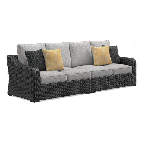 Black & Gray 2-Piece Outdoor Loveseat with Cushion