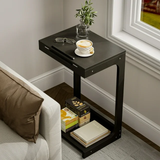 Side Table, Bamboo End Table with Adjustable Desktop