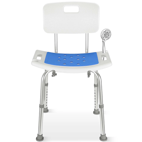 MaxKare Shower Chair with Removable Backrest and Padded, 8 Adjustable Height